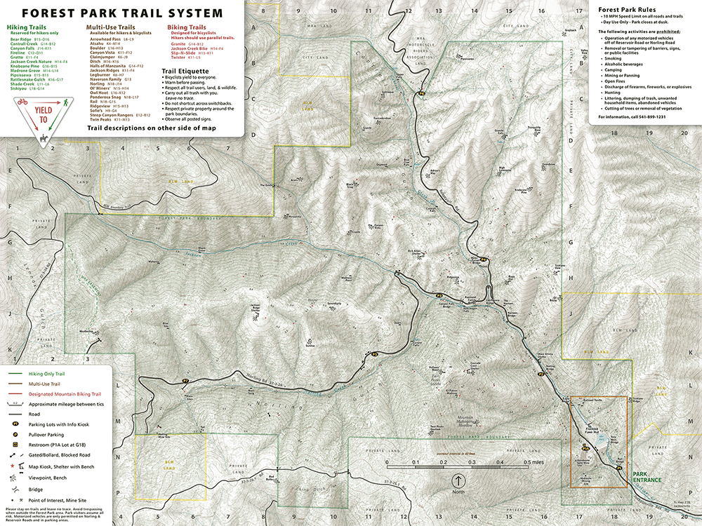 Topographic map of Forest Park Trail System