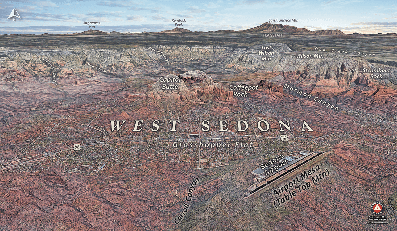 Illustrative map of West Sedona with labels