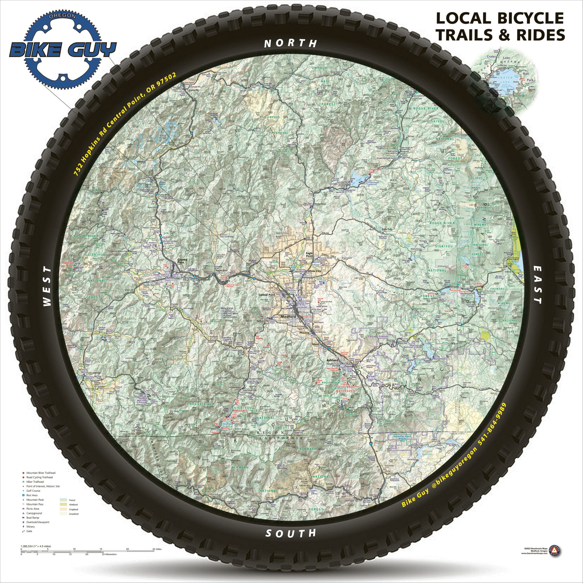 Bike Guy travel map of local bicycle trails and rides