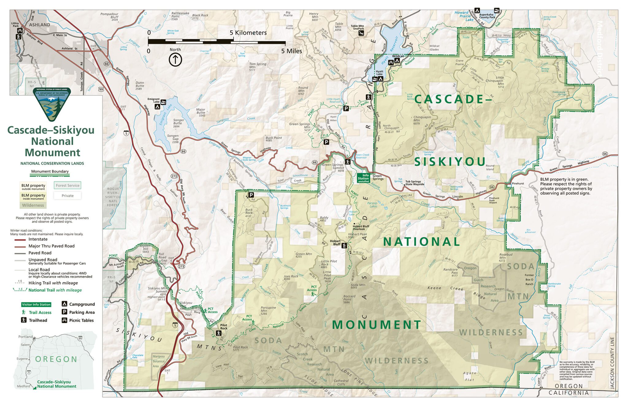 Cascade-Siskiyou National Monument trail map 