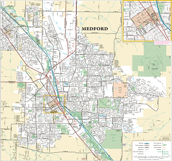 City Street Map of Medford, Oregon