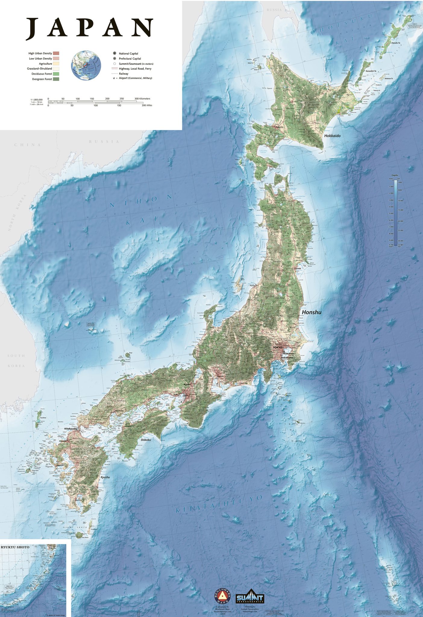 Award winning map of Japan and surrounding water