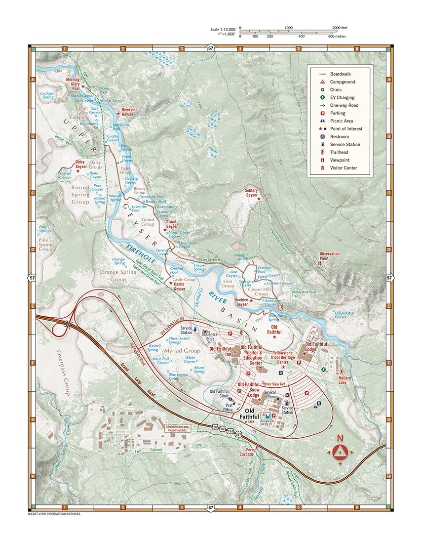 Map showing area around Old Faithful Geyser