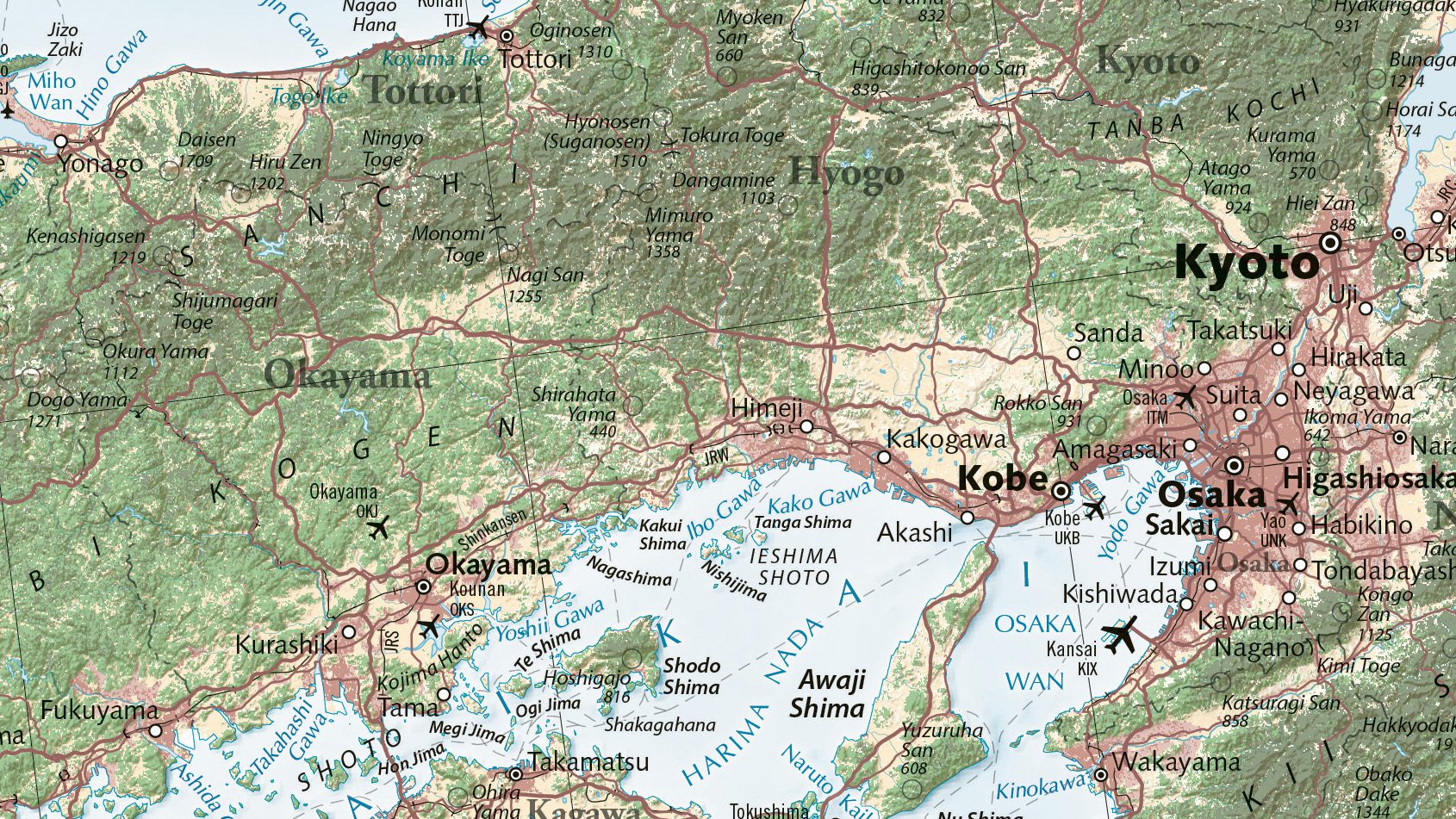 Map of Kyoto and surrounding areas